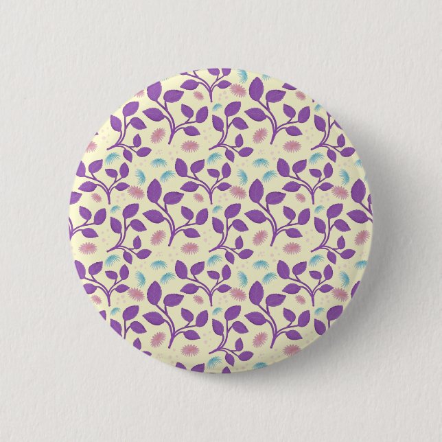 Dark Purple Floral Pattern | Aesthetic Seamless  Button (Front)