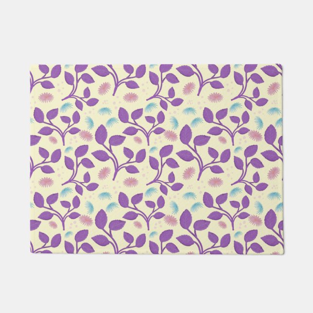 Dark Purple Floral Pattern | Aesthetic Seamless  Doormat (Front)