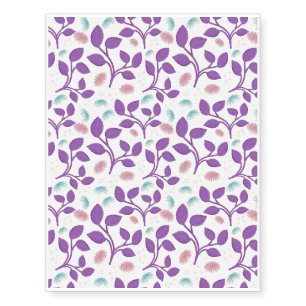 Dark Purple Floral Pattern Aesthetic Seamless Temporary Tattoos
