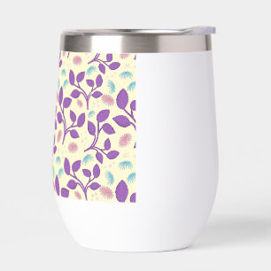 Dark Purple Floral Pattern Aesthetic Seamless Thermal Wine Tumbler