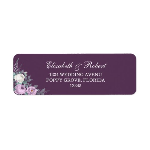 Dark Purple Floral Return Address Label