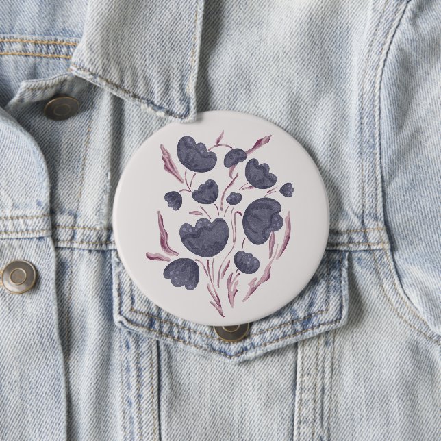 Dark Purple Flower Aesthetic  Button (In Situ)
