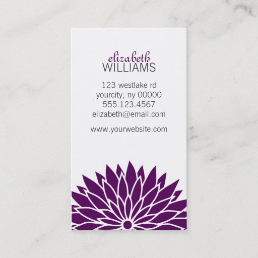 Customizable Dark Purple Flower Business Card