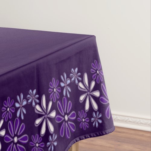 Dark Purple Flower Doodle Border Tablecloth