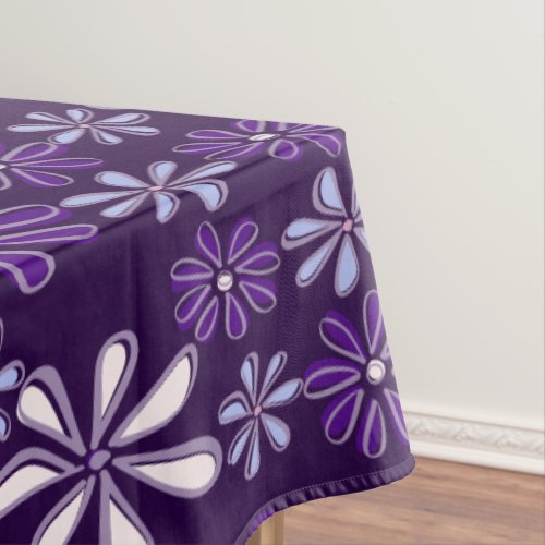 Dark Purple Flower Doodle Tablecloth