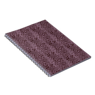 Dark Purple Flower Pattern with Stars Notebook