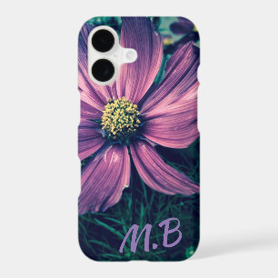 Dark Purple Flowers Photo Art Monogram iPhone 17 Case