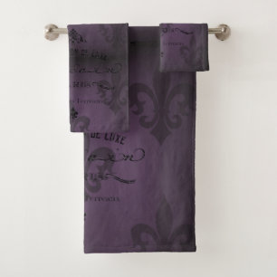Dark Purple French Bathroom Towel Set
