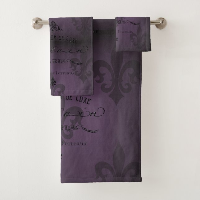 Dark Purple French Bathroom Towel Set (Insitu)