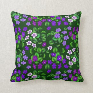 Dark Purple Garden Violet Flowers Pillow