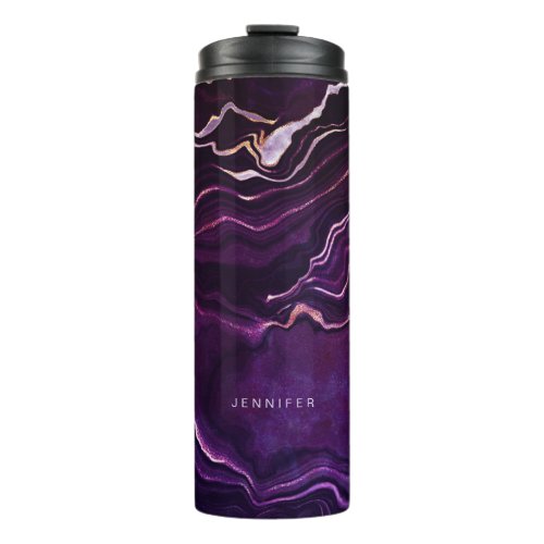 Dark Purple Geode Custom Name Agate Thermal Tumbler