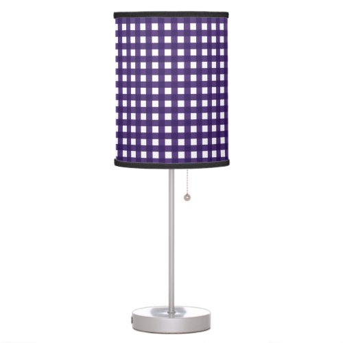 Dark Purple Gingham Check Table Lamp