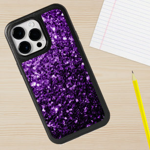 Dark Purple glitter faux sparkles bling  OtterBox iPhone 14 Pro Max Case