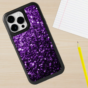 Dark Purple Glitter Faux Sparkles Bling  Otterbox Iphone 14 Pro Max Case by PLdesign at Zazzle