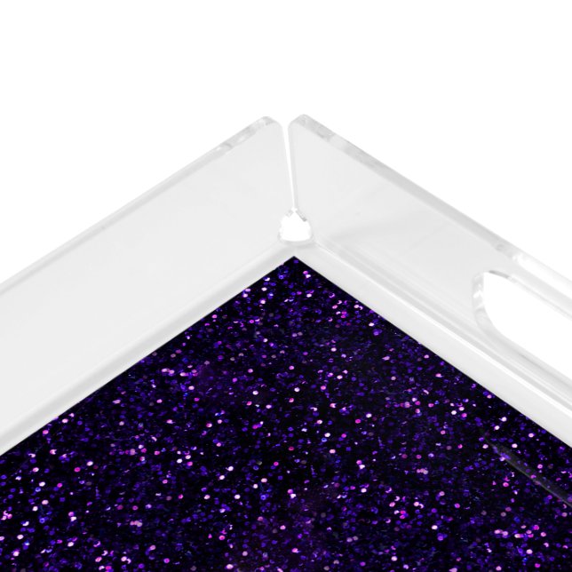 Dark Purple Glitter Print Acrylic Tray (Corner)