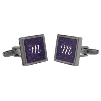 Dark Purple Glitter Print Cufflinks