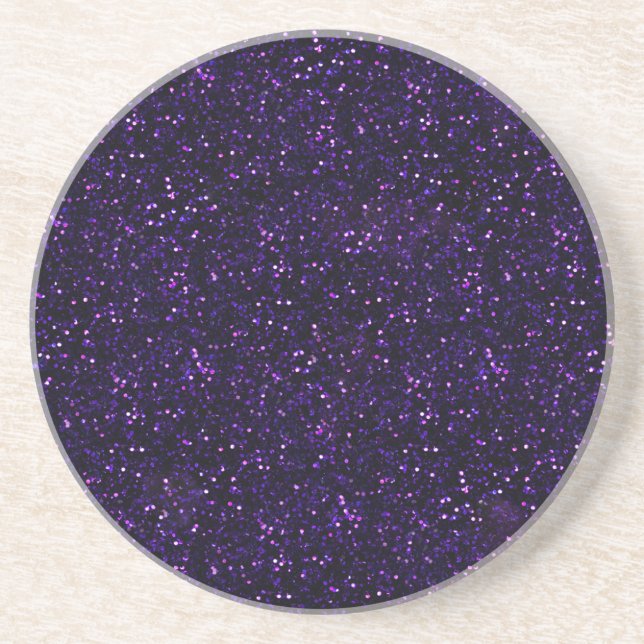 Dark Purple Glitter Print Drink Coaster (Front)