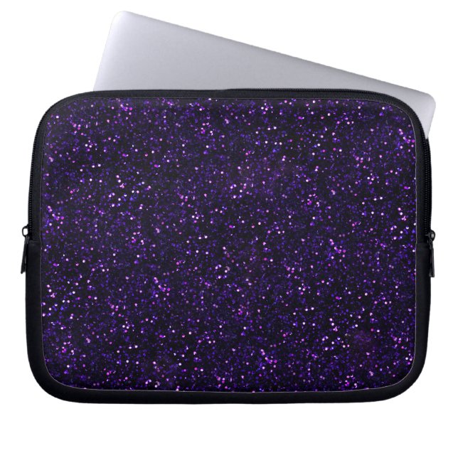 Dark Purple Glitter Print Laptop Sleeve (Front)