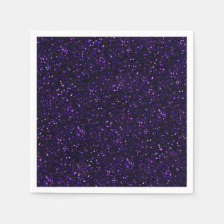 Dark Purple Glitter Print Paper Napkins