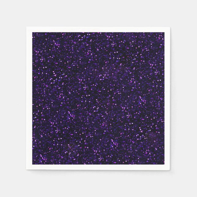 Dark Purple Glitter Print Paper Napkins (Front)