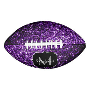Dark purple glitter sparkle bling Monogram name Football