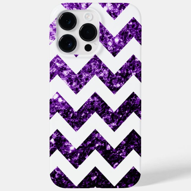 Dark Purple glitter sparkles and White Chevron Case-Mate iPhone Case (Back)