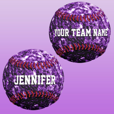 Dark Purple Glitter Sparkles Bling Your Name Team Softball