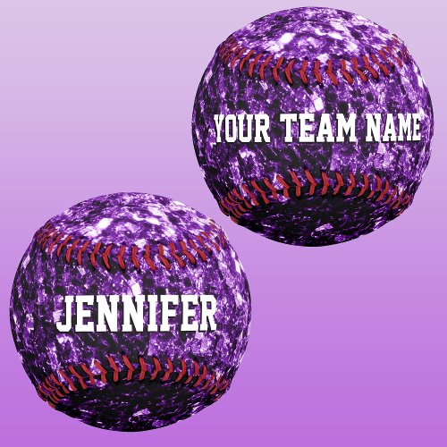 Dark purple glitter sparkles bling Your name Team Softball