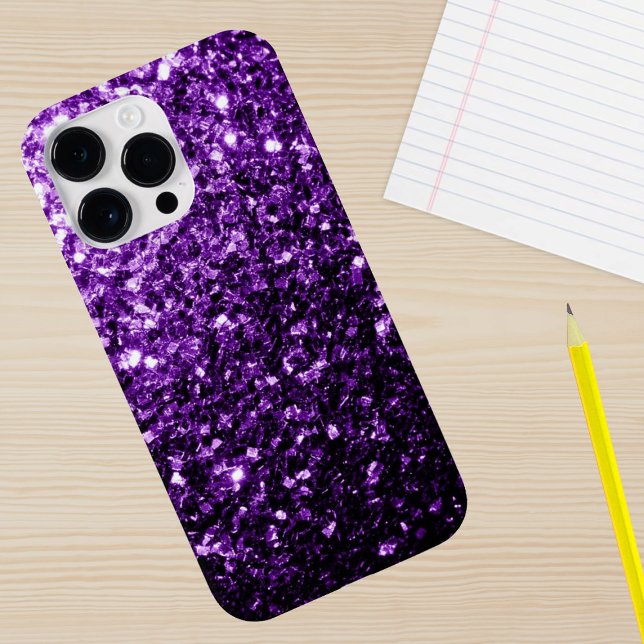 Dark Purple glitter sparkles  iPhone Case (Sparkle up and protect your phone with trendy faux sparkles phone case. In many different colors.)