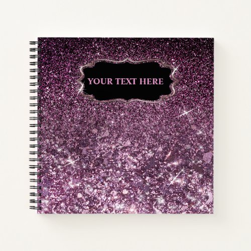dark purple glitter sparkles notebook