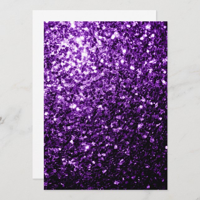 Dark Purple glitter sparkles Personalize Invitation (Front/Back)