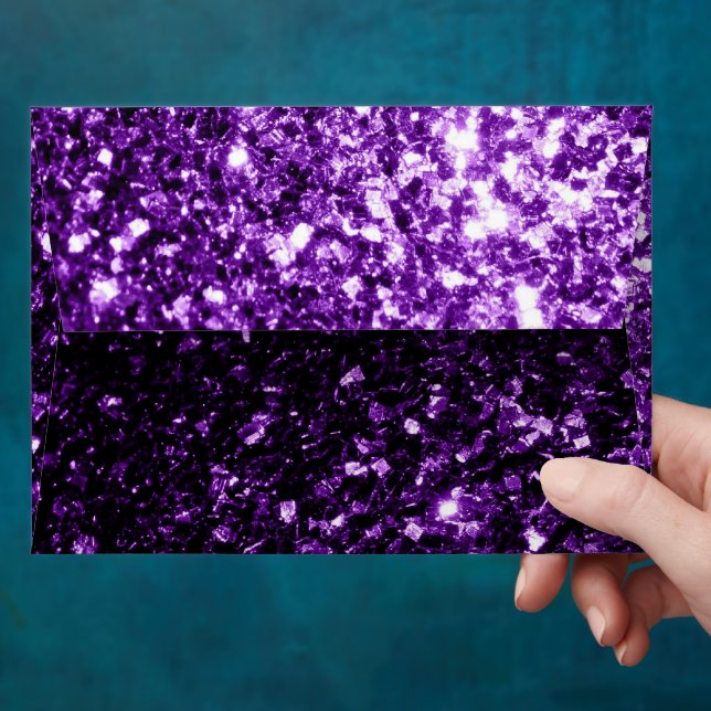 Dark Purple glitter sparkles print envelope (Hand)