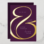 Dark Purple Gold Ampersand Typography Save Date Foil Invitation<br><div class="desc">This Foil Pressed Save the Date card is elegant and modern,  with a big ampersand in gold foil,  modern typography and clean minimal text. Default background is a dark purple in two shades for the front and back but can be changed in the design tool.</div>