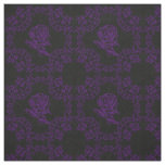 Dark Purple Goth Roses Damask Quilt Block Fabric