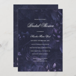 Dark Purple Gothic Boho Floral Bridal Shower Invitation