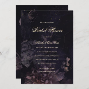 Dark Purple Gothic Boho Floral Bridal Shower Invitation