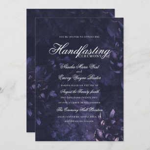 Dark Purple Gothic Boho Floral Handfasting Invitation