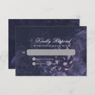 Dark Purple Gothic Boho Floral Wedding RSVP Card