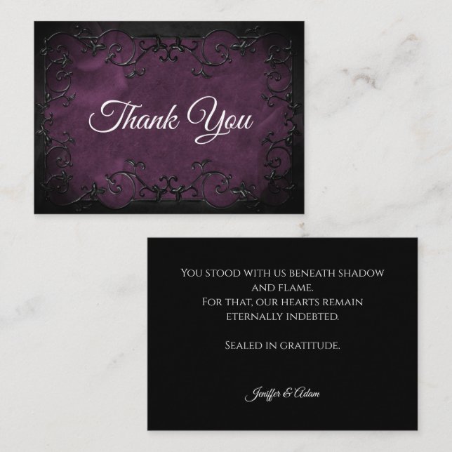 Dark purple Gothic Halloween wedding Note Card (Front/Back)