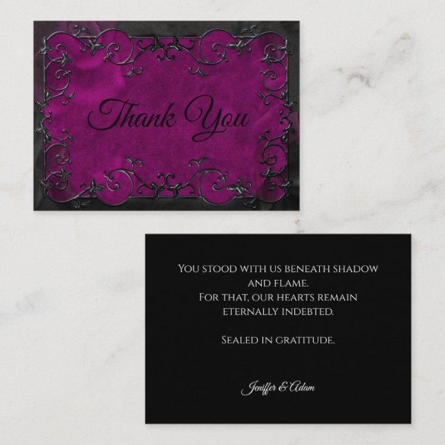 Dark purple Gothic Halloween wedding Note Card (Front/Back)