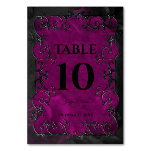 Dark Purple Gothic Halloween Wedding Table Number