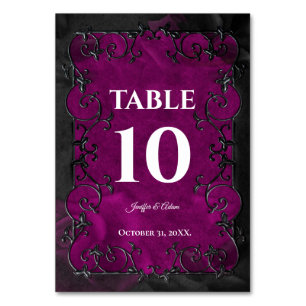 Dark Purple Gothic Halloween Wedding Table Number