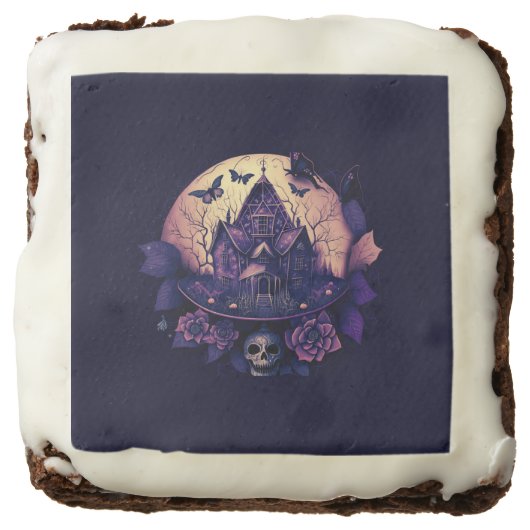 Dark Purple Gothic Haunted House Brownie (Front)