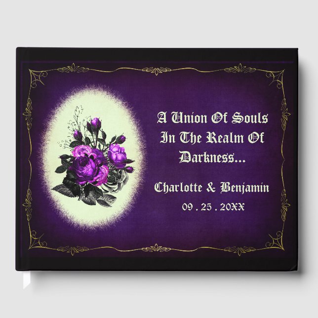 Dark Purple Gothic Wedding  Guest Book (Front)
