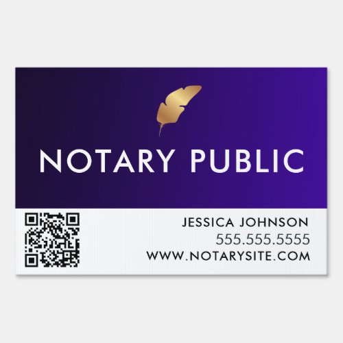 Dark Purple Gradient Gold Professional Notary Yard Sign