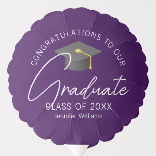 Dark Purple Graduate Custom Graduation Party Balloon