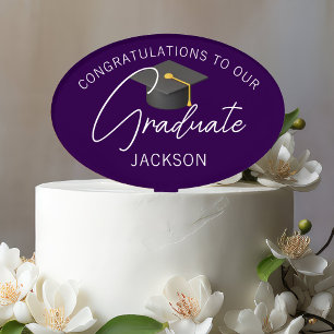 Dark Purple Graduate Custom Graduation Party Cake Topper