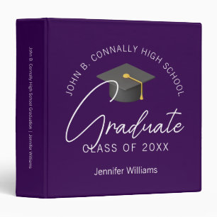 Dark Purple Graduate Custom Graduation Photo Album 3 Ring Binder