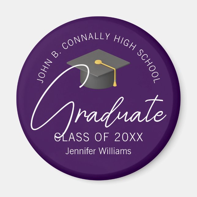 Dark Purple Graduate Personalized Graduation Party Magnet (Front)