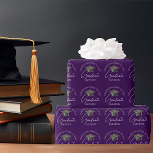Dark Purple Graduate Personalized Graduation Wrapping Paper